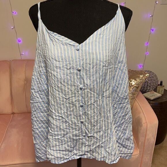Plus Size Forever21 Blue Striped Tank Top 2X - Picture 1 of 5